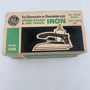 Vintage GE F49 Spray Steam and Dry Iron - Domestic & Overseas - TestedComplete!
